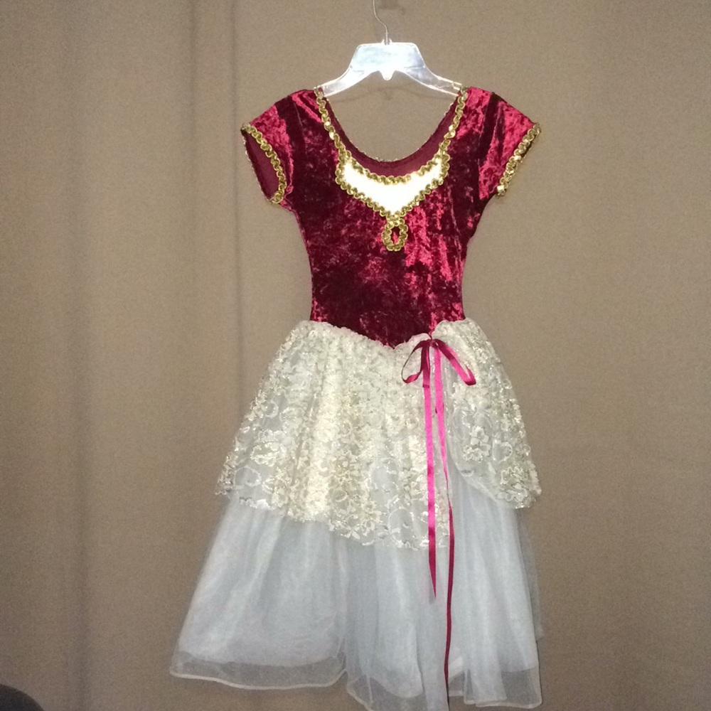 Burgundy and Gold Girls Costume Dress